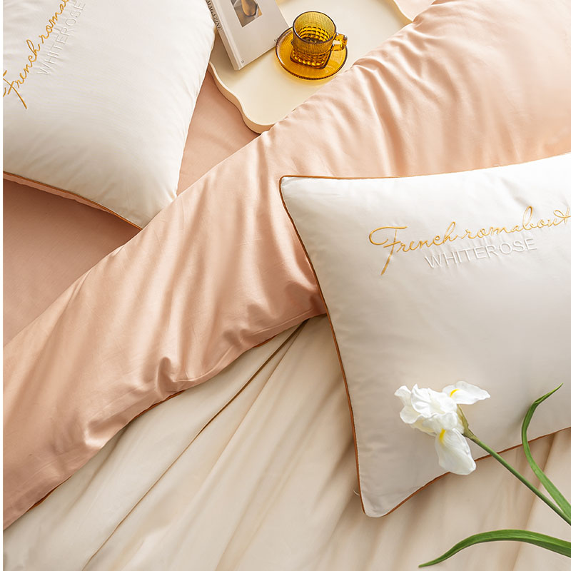 Dyed Bộ giường bông nguyên chất đơn giản và hào phóng